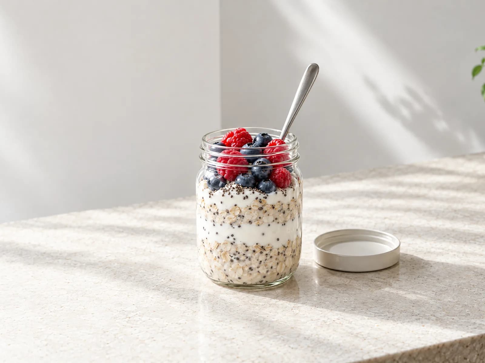 Protein Overnight Oats with Greek Yogurt and Chia