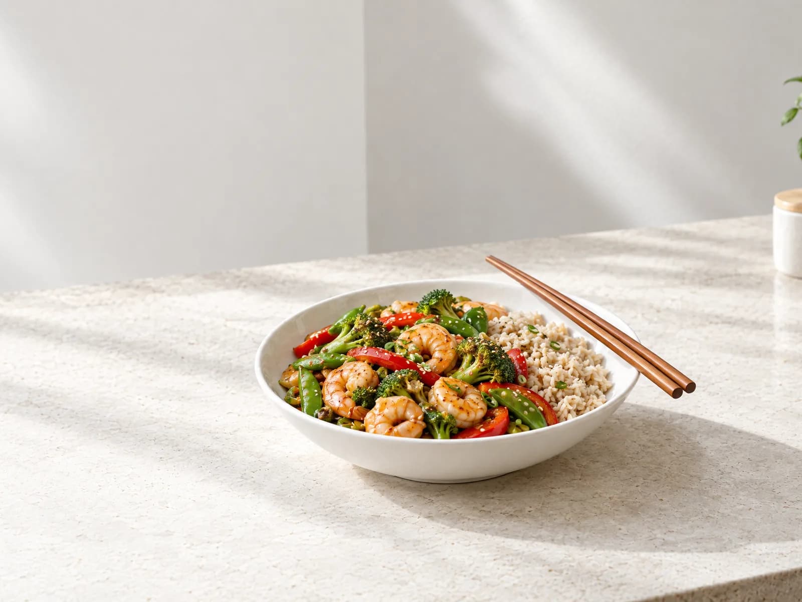 Shrimp and Vegetable Stir-Fry with Brown Rice